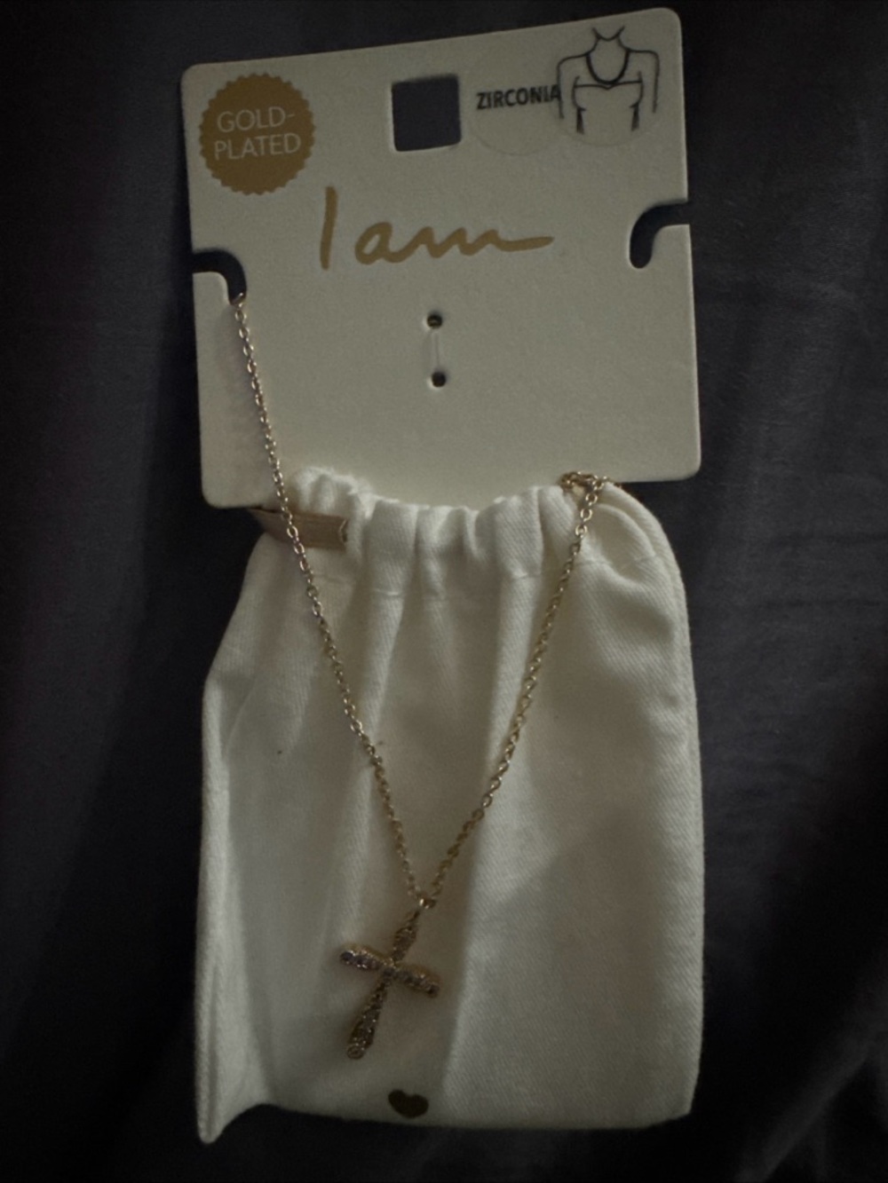 I AM Gold-Plated Cross Necklace in Gold